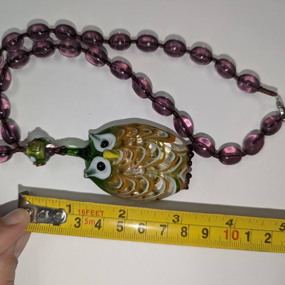 EVC LARGE GLASS OWL NECKLACE - Picture 5 of 9